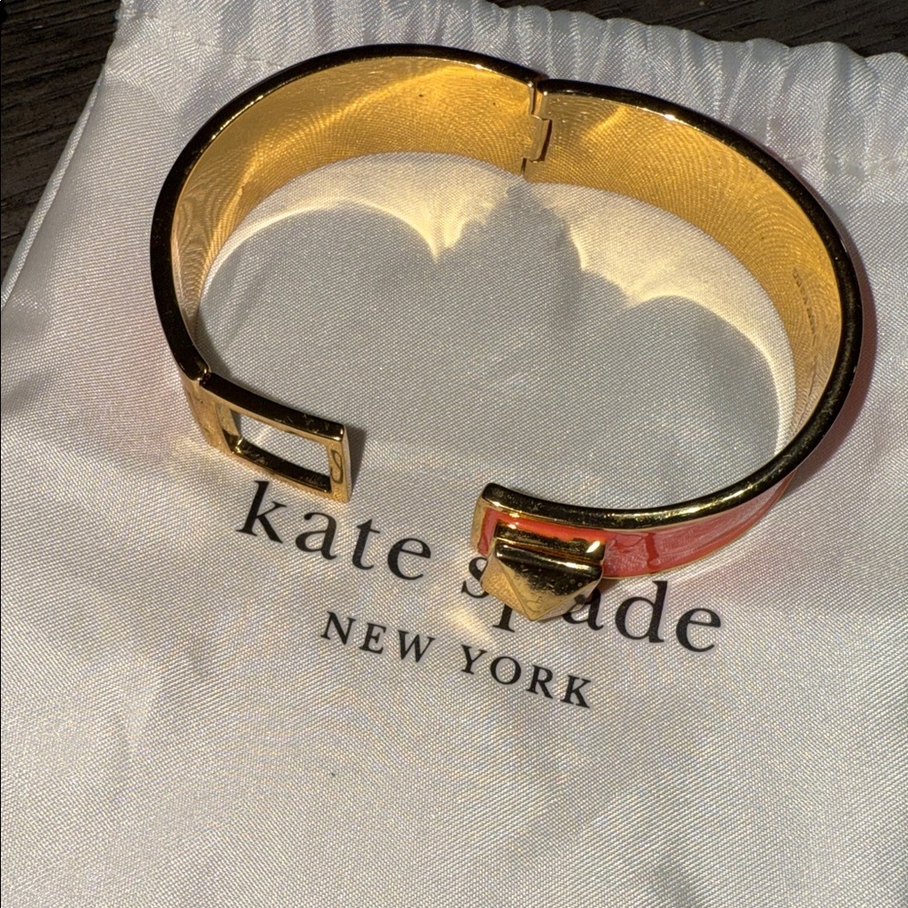 Kate Spade NWOT Vibrant Orange and Gold Cuff bracelets with dusty - Picture 6 of 6